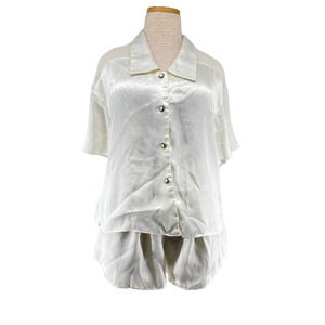 Victoria’s Secret Satin Pajama Set Women’s S Ivory Button Top & Shorts Y2K